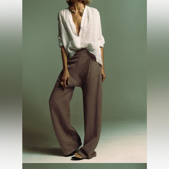 Zara Asymmetrical linen pants - Picture 5 of 8